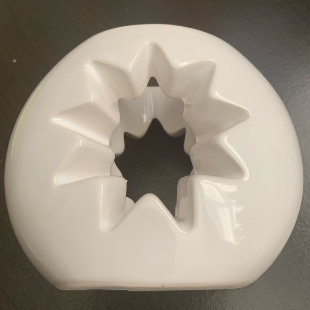 New in box, white ceramic scent stick holder.
